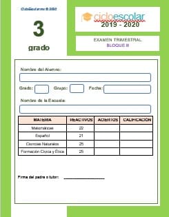 Examen Trimestral Tercer grado 2019-2020