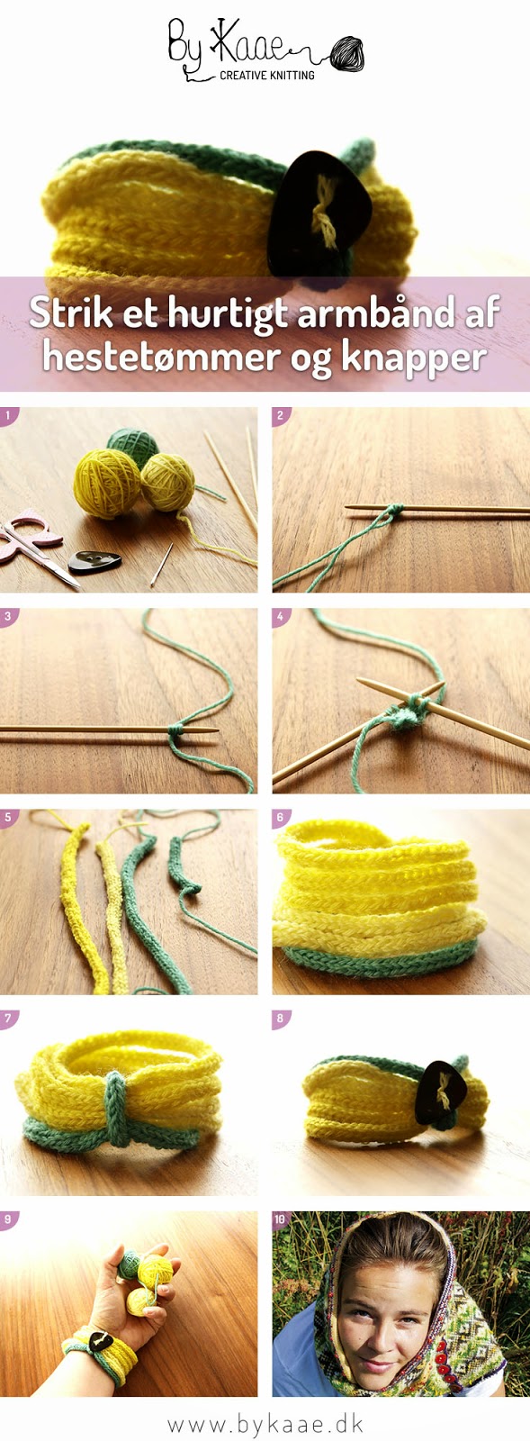 Knitting By Kaae: DIY Strik et hurtigt armbånd af og knapper
