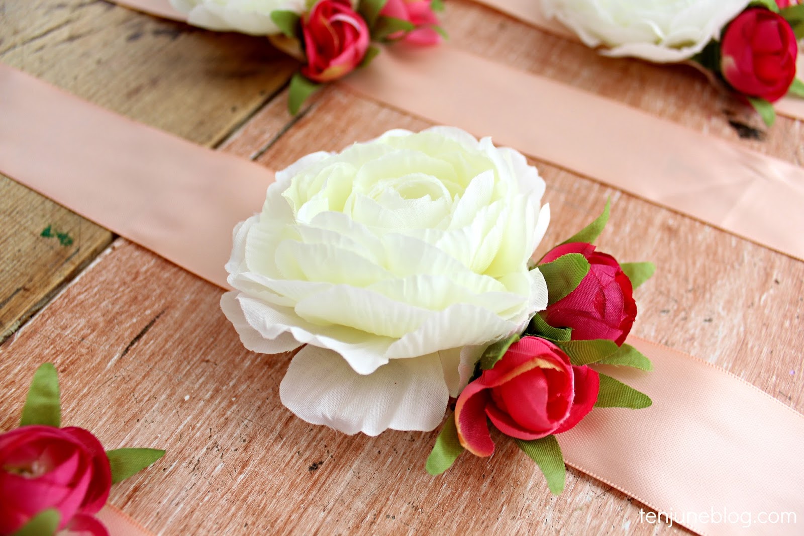 Ten June DIY Floral Wristlet Corsage for Baby+Bridal Shower