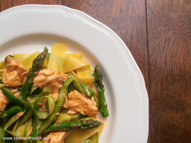 asparagus, pappardelle, salmon, pesto, pasta