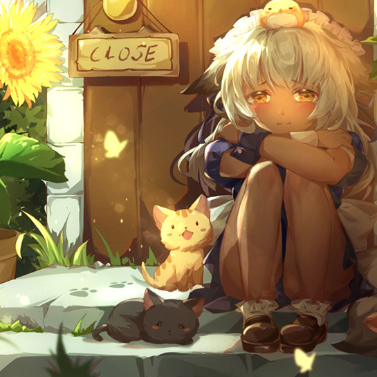 Girl and 3 Cat Wallpaper Engine