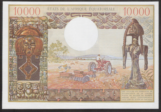 African paper money currency 10000 francs CFA banknote