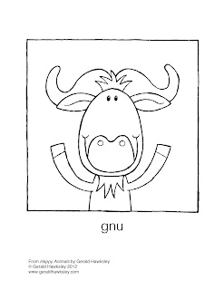 Picture of Happy Gnu from Happy Silly Animal Coloring Fun PDF Download