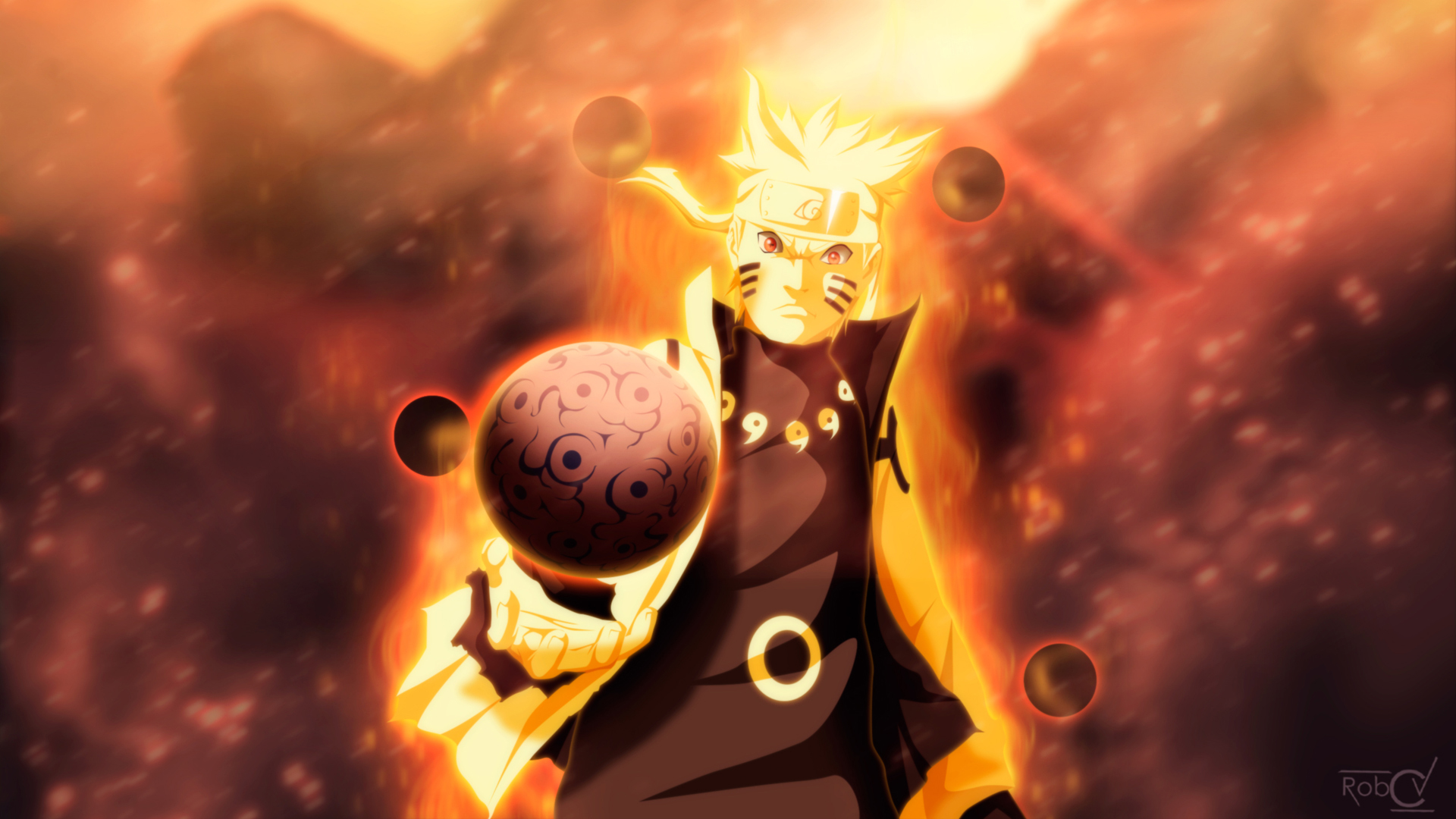 uzumaki naruto 9 tailed beast mode anime. hd 1920x1080 1080p wallpaper 