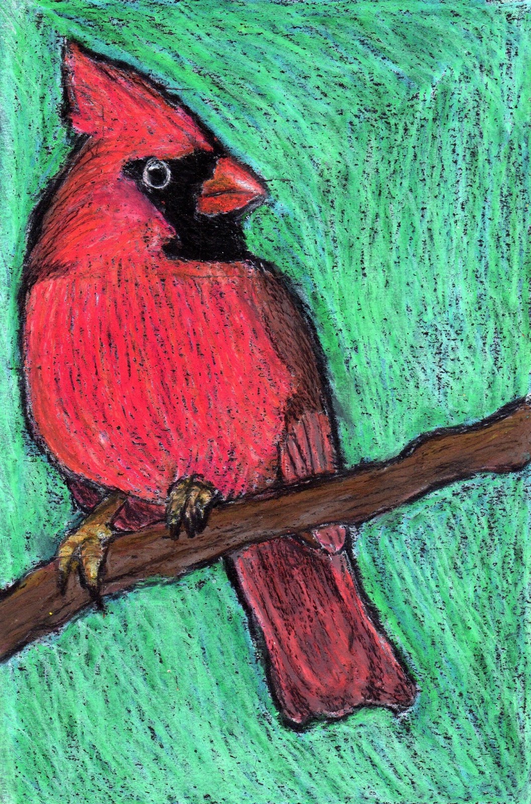 Annaheim school's ela 7/8 christmas: christmas paintings and drawings The Rolling Artroom: Oil Pastel Birds (7th-12th Grade General Art)