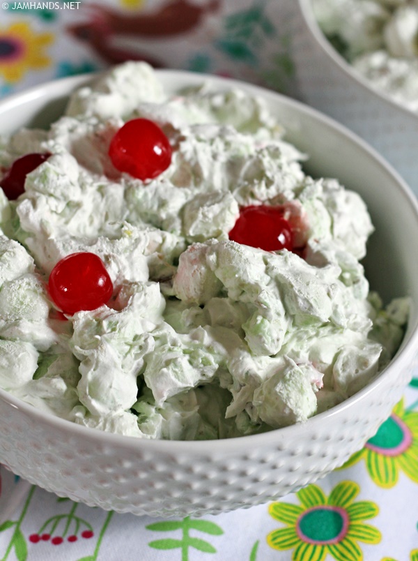 Pistachio Fluff Marshmallow Salad with Cherries