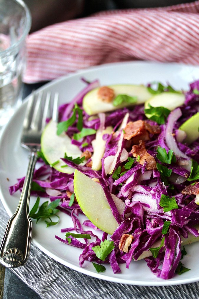 Apple and Bacon Red Cabbage Salad