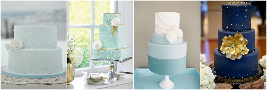 Tartas de fondant azul para bodas