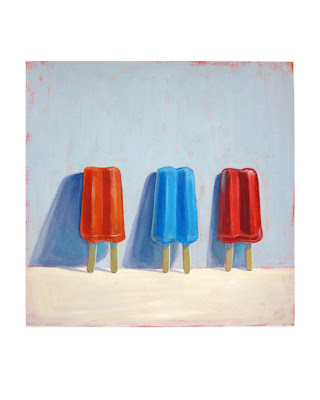 gouache painting of three twin pop popsicles