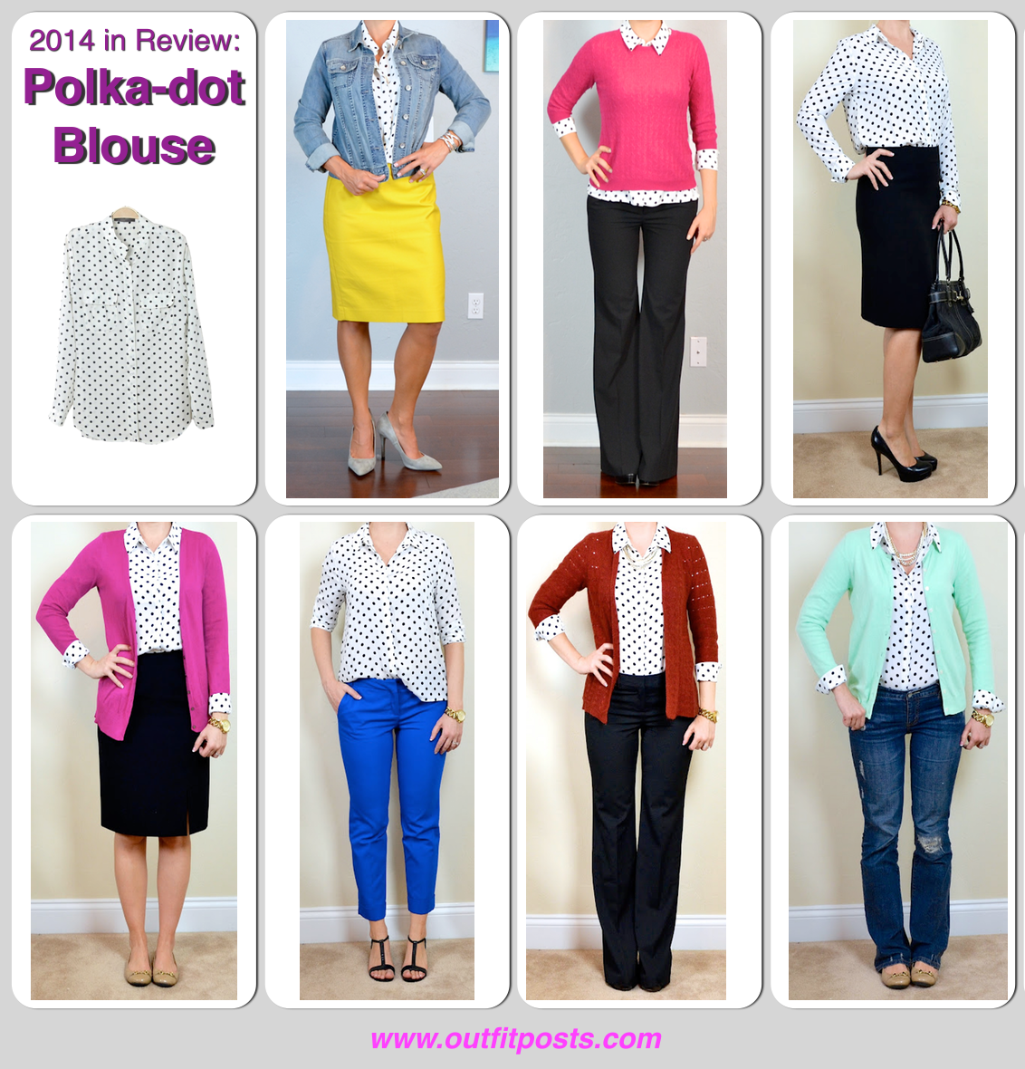 2014 in review - outfit posts: polka dot blouse - 7 ways