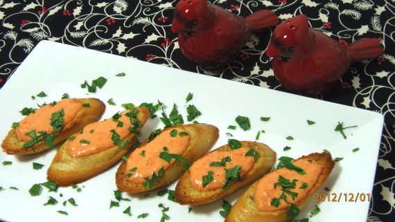 Garlic Toasts with Red Pepper Aioli Recipe