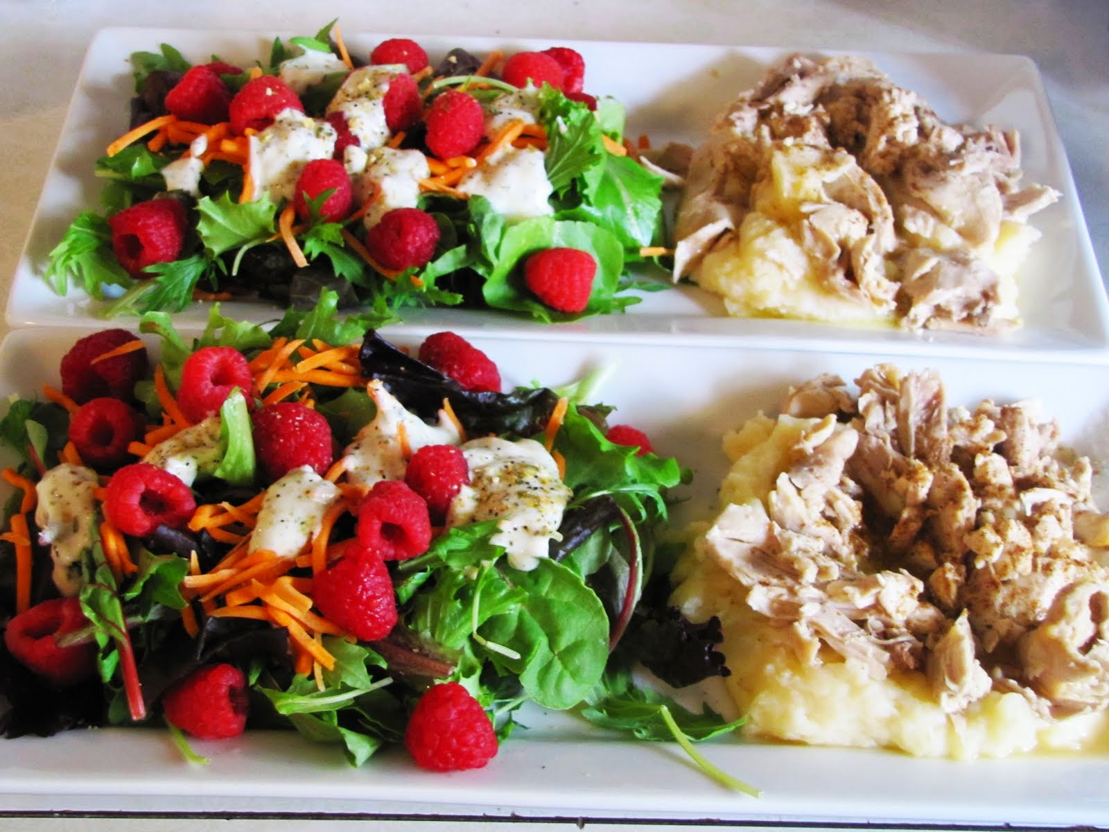 Raspberry Salad with Chicken & Mashed Potatoes/Broth