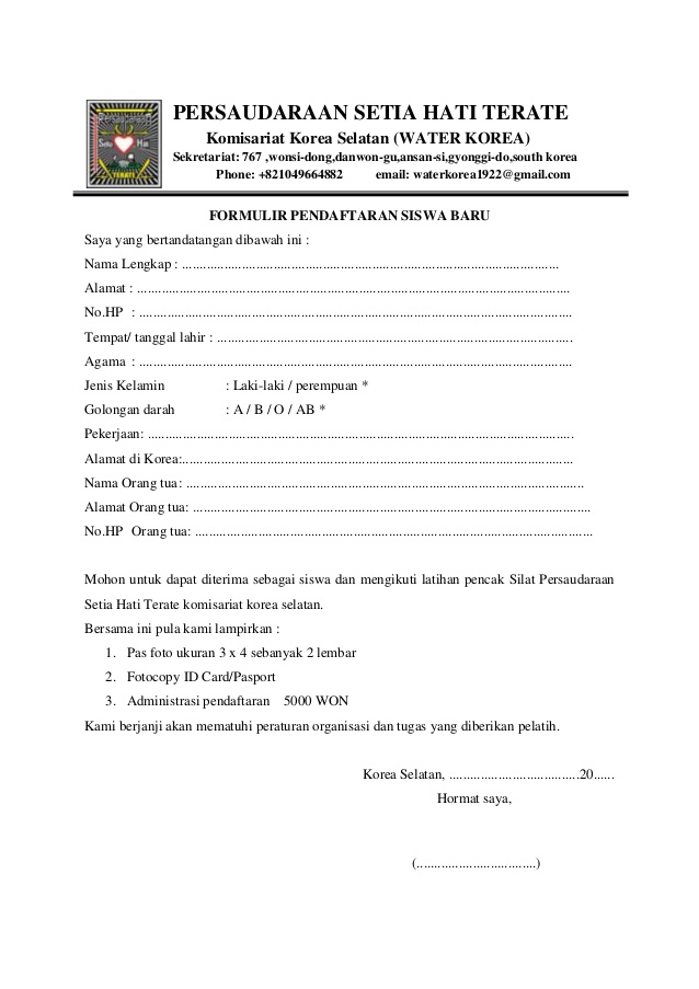 Contoh Formulir Kumpulan