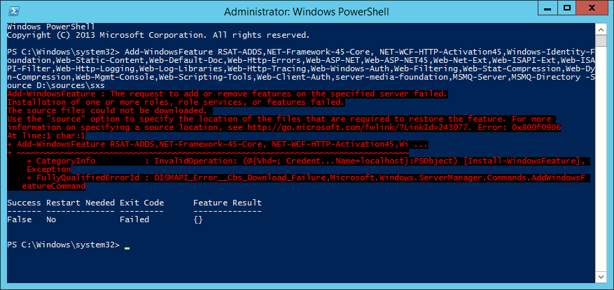 Unified Communication Techies: Error Add-WindowsFeatures: The request ...