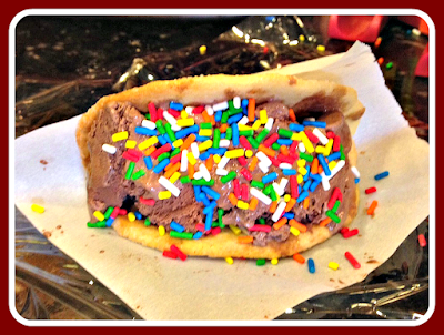 Chocolate Ice Cream Tacos with Vanilla Cookie Shells and Sprinkles