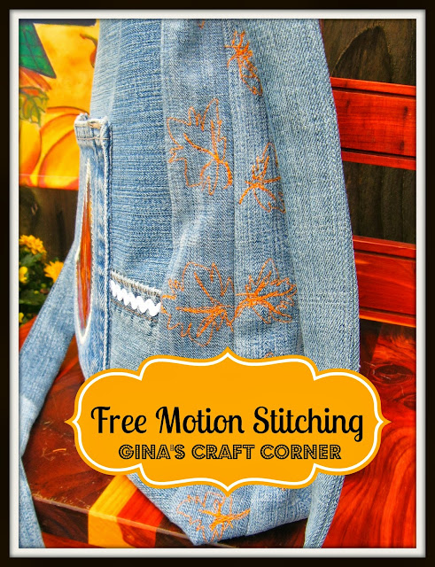 Free Motion Stitching on bag