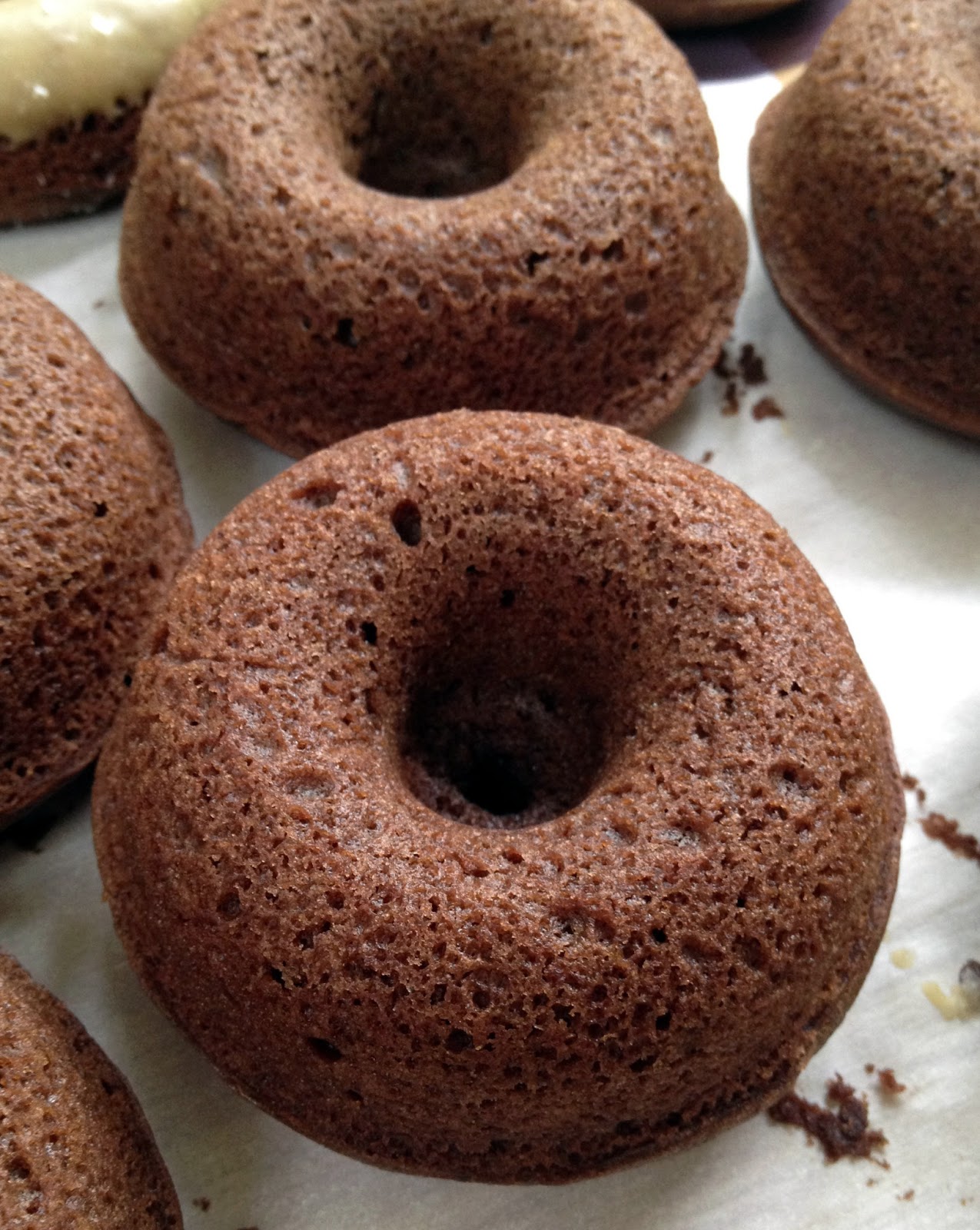 Recipe Brown Butter Baked Chocolate Doughnuts with Salted Caramel Glaze
