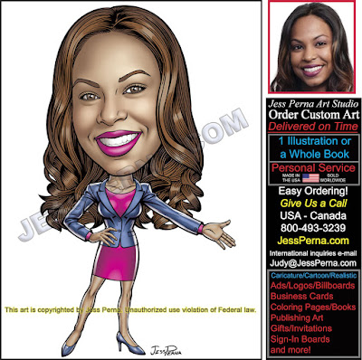 Real Estate Agent Wearing Skirt Suit Caricature