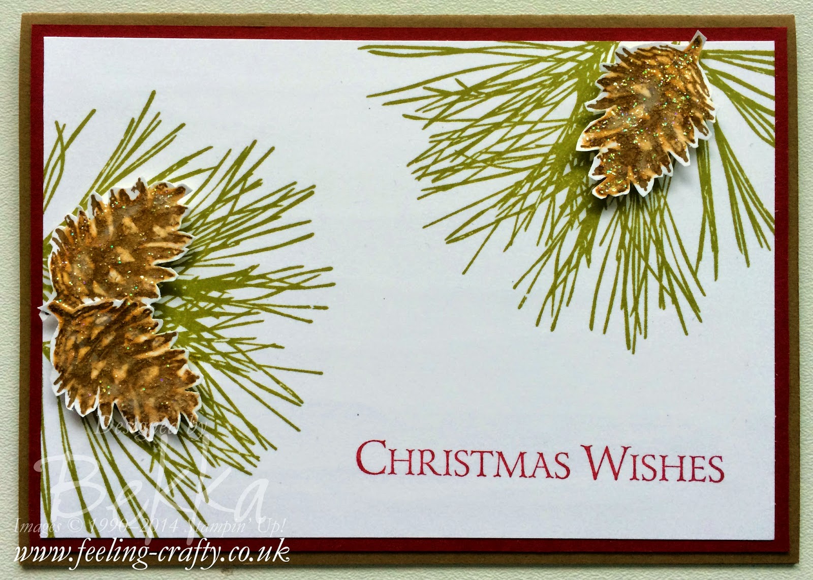 Ornamental Pine Christmas Card by Bekka - check her blog for lots of great ideas