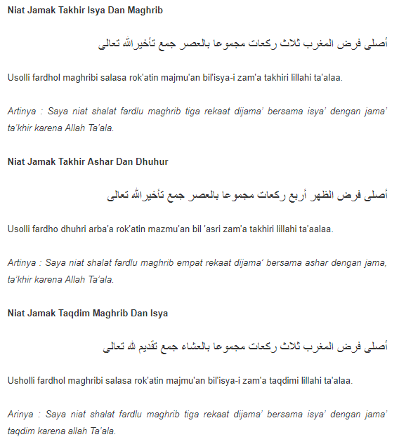 Niat Sholat Jamak Takhir Maghrib Isya - Kumpulan Doa