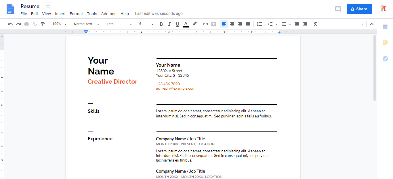 Make Resume using google docs Make Resume using google docs