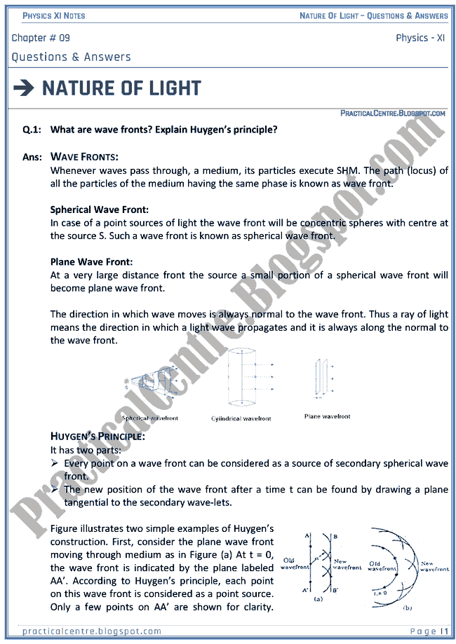 Physics Light Questions And Answers