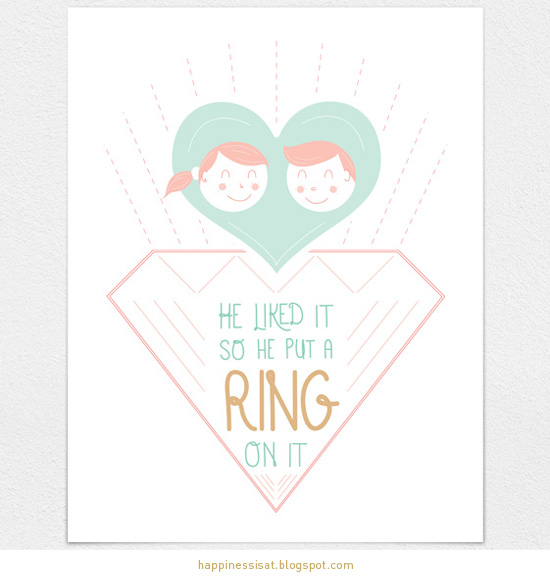 he liked it so he put a ring on it - wedding stationery