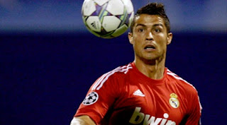 Cristiano Ronaldo tries to play a ball against Dinamo