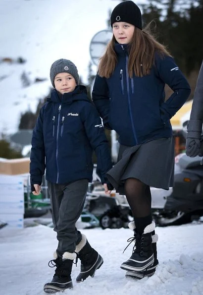 Prince Christian, Princess Isabella, Prince Vincent and Princess Josephine in Verbier