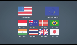 2 standar voltase internasional, yaitu Amerika Utara dan Eropa.