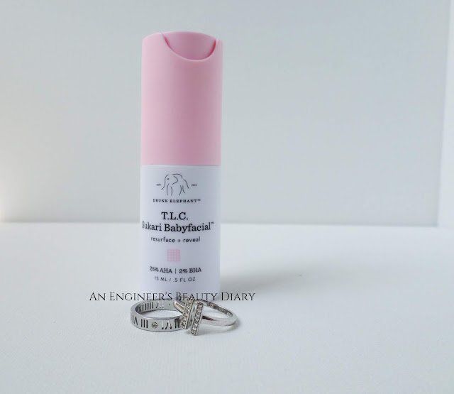 An in-depth review of the Drunk Elephant T.L.C. Sukari Babyfacial with a look at where to buy it, ingredients, texture, feel, pros, cons, scent, and whether I would repurchase or not