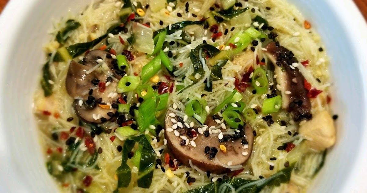 Fleur de Lolly Ginger Chicken Mushroom Soup with Rice Noodles