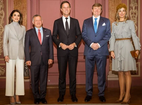 Queen Máxima wore Claes Iversen dress, Queen Rania wore Chloe suit. Queen Máxima and Queen Rania attended a lunch hosted by Prime Minister Mark Rutte