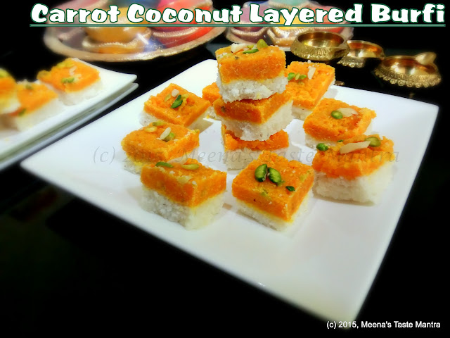 Carrot Coconut Layered Burfi