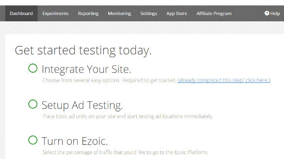 Adding website to Ezoic