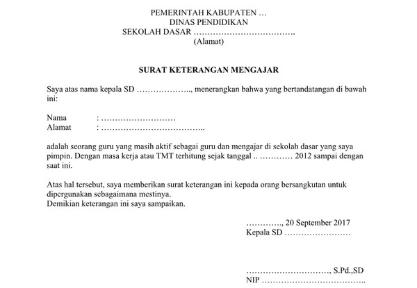 Surat Keterangan Aktif Mengajar Di Sekolah Edu Paperplane