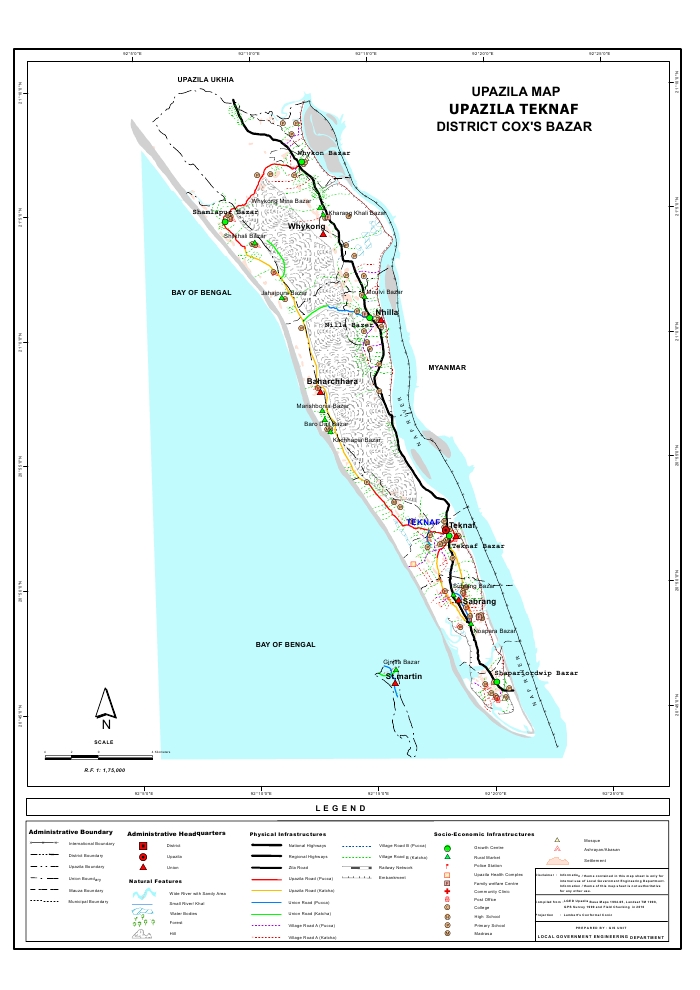Teknaf Upazila Map Cox's Bazar District Bangladesh