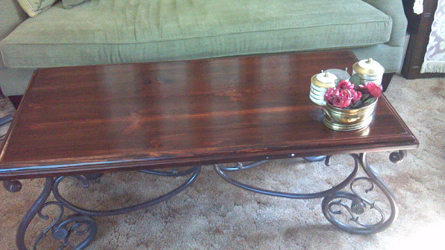 Newly stained coffee table top