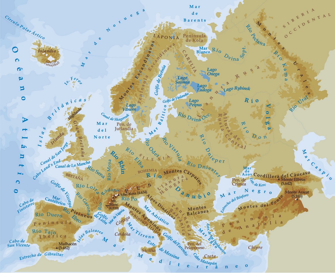 GeografÍa E Historia Mapa FÍsico De Europa