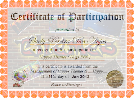 Certificado em reconhecimento à minha  Participação nas atividades
