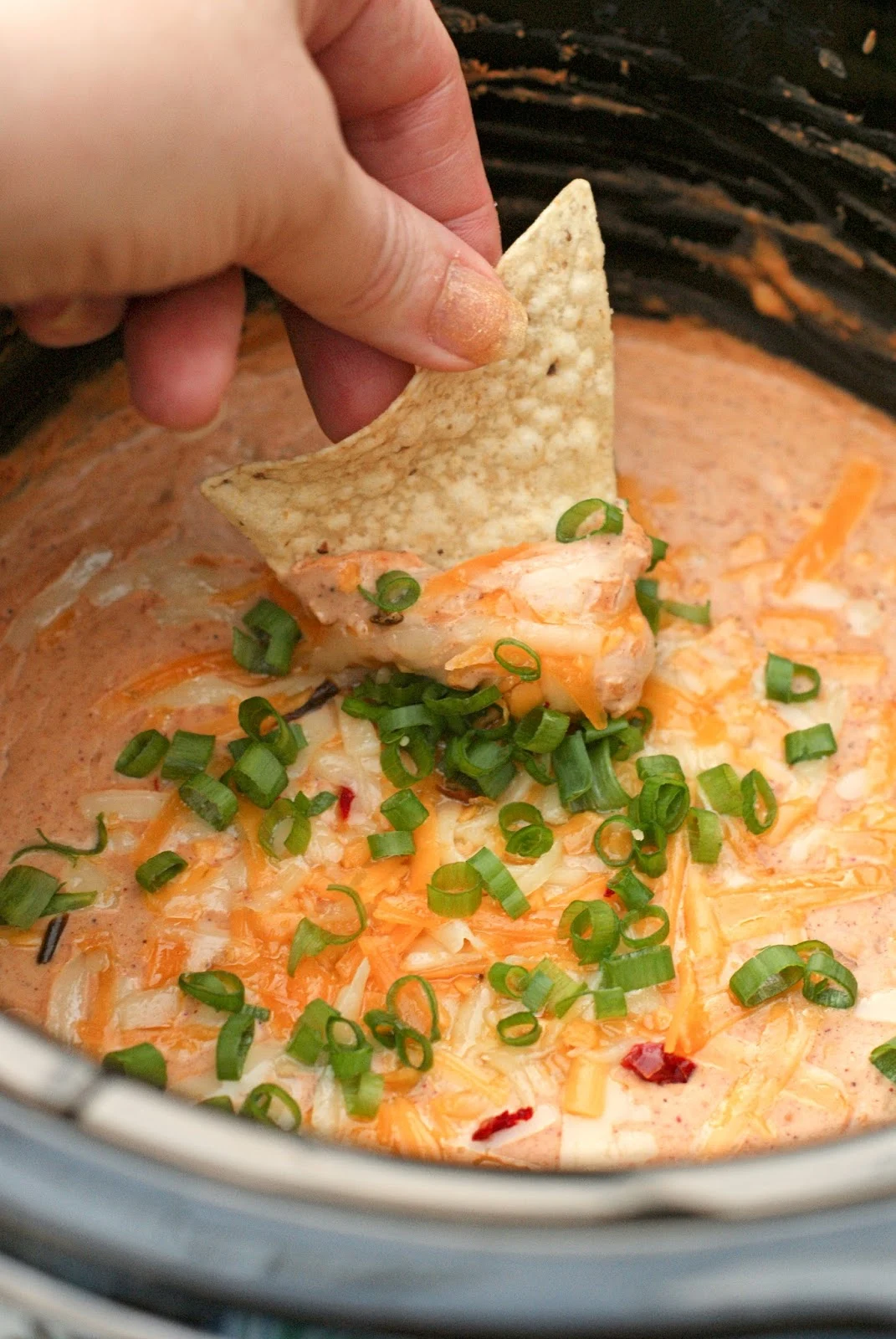 This recipe for the World's Best Easy Cheesy Bean Dip is cooked in your crock pot and made with three kinds of cheese, green chilies, and Mexican spices.  Everyone will want the recipe!
