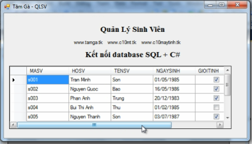 Ket noi Database voi SQK trong C-Sharp