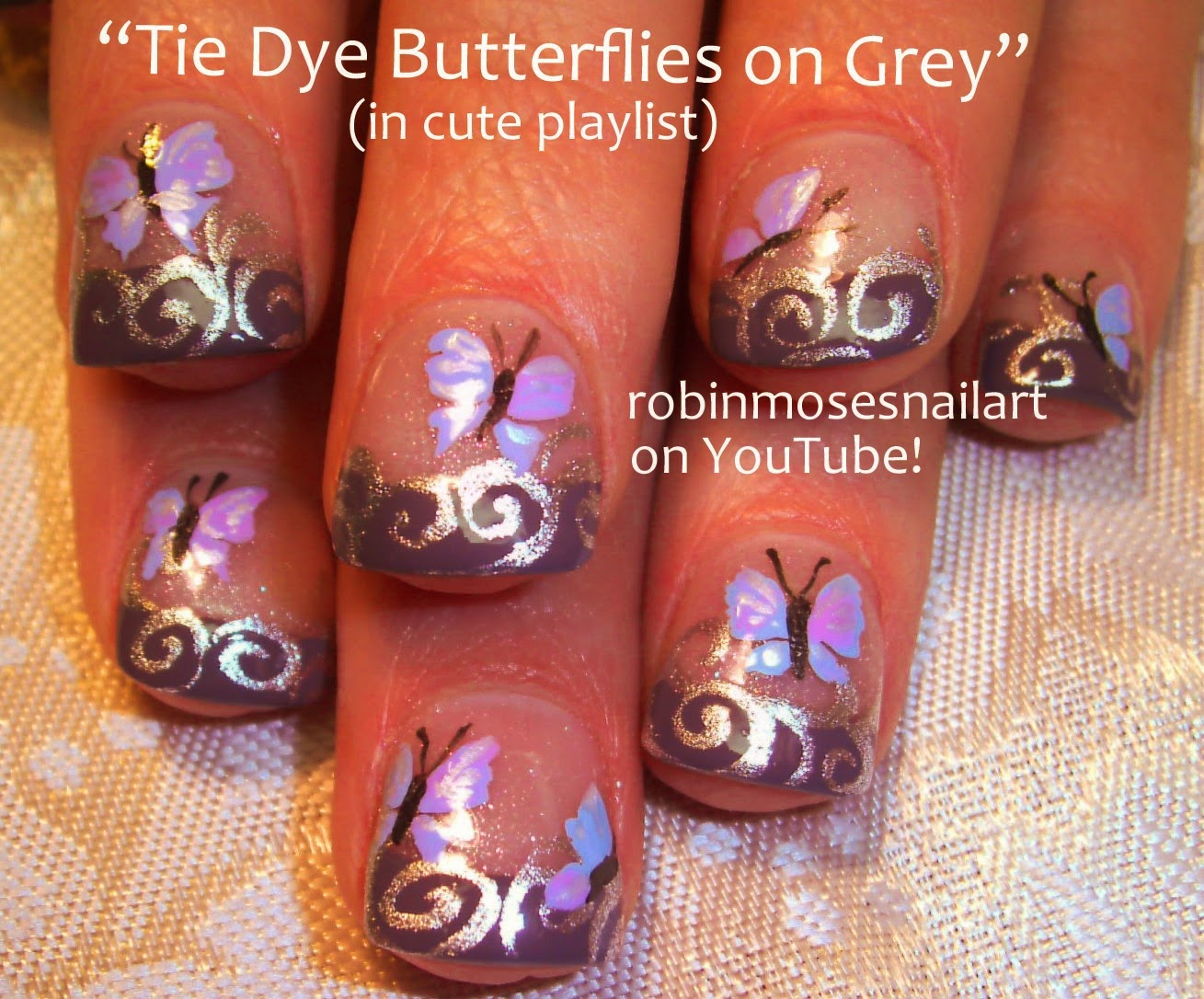 Nail Art by Robin Moses "nail art" "cute butterfly nails" "butterfly