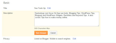 Meta Description Tag In blogger