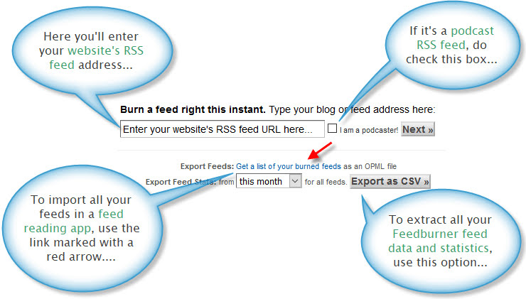 Feedburner feed burning setting