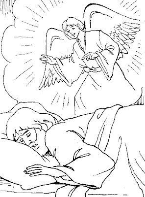José es visitado por un ángel para colorear ~ Dibujos Cristianos Para