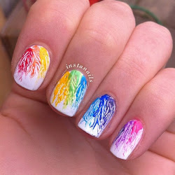 nail nails watercolor designs rainbow colors pretty polish paint leaf colorful unbelievably creative water orange easy ecstasycoffee nailart shares purple