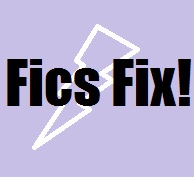 Friday Fics Fix title image with purple background and white lightning bolt