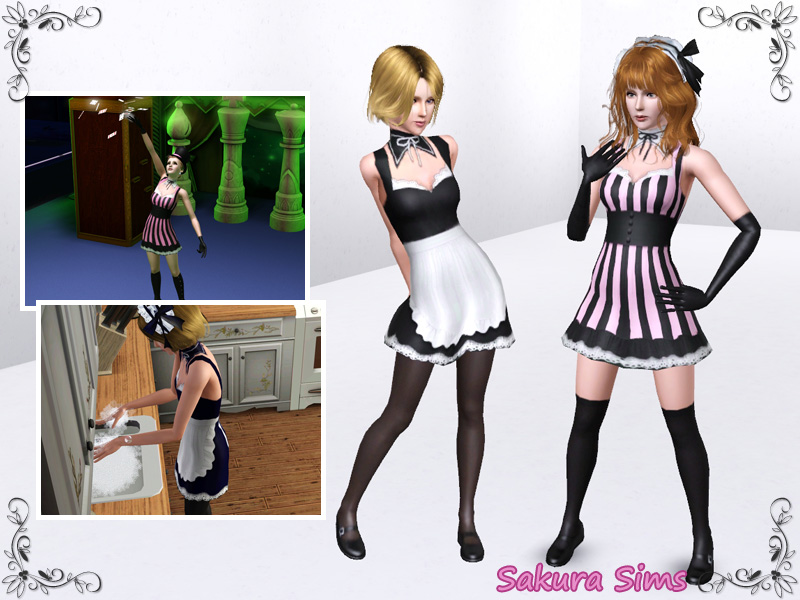 Sakura Sims Blog For Sims3 メイド服2種類と ミニドレス1つ修正