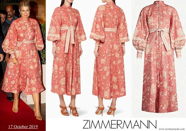 Queen Maxima wore Zimmermann Veneto Border Paisley Print Linen Dress